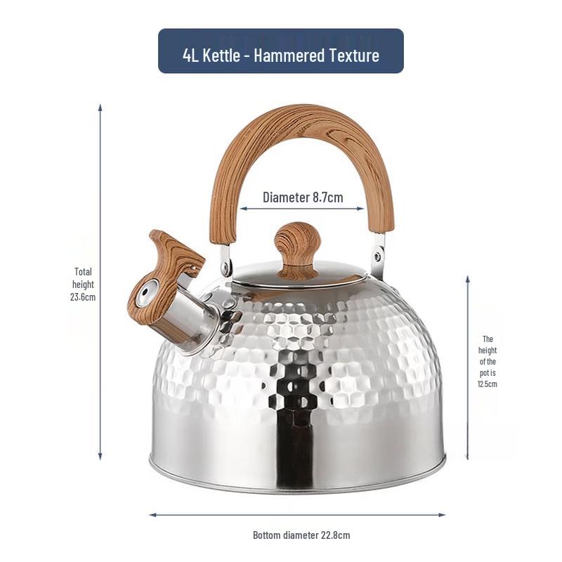Vintage Hammered Stainless Steel Whistling Kettle