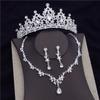 Water Drop Crystal Bridal Jewelry Sets Women Bride Tiara Crowns Earring Necklace Set Princess Wedding Dress Jewelry Accessories