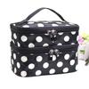 New Double-layer Makeup Bag Polka Dots Portable Travel Makeup Case Large Capacity Travel Toiletries Organizer