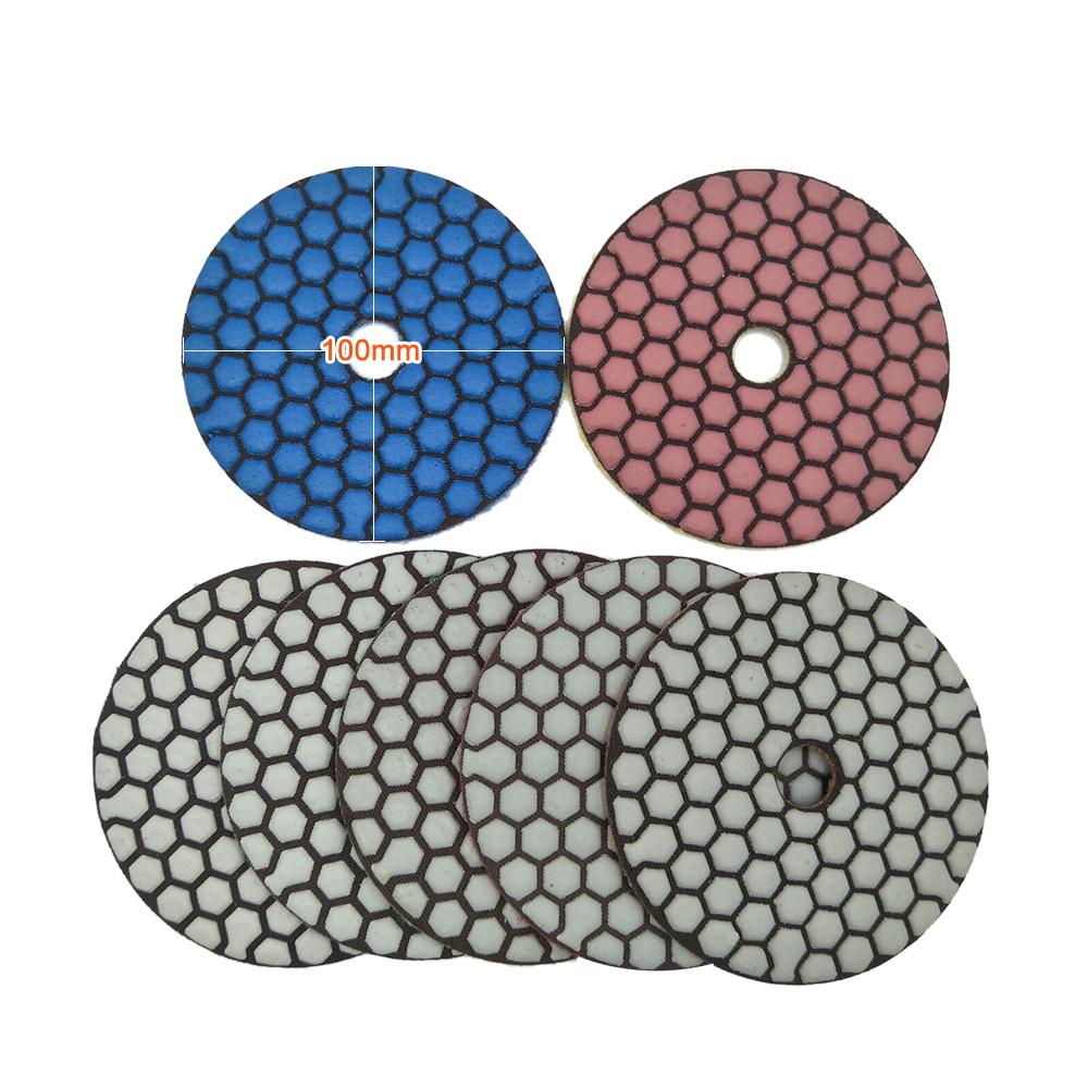 Set de 7 bucăți de 4 inch tampoane de lustruit cu diamante uscate, pentru granit, beton, marmură