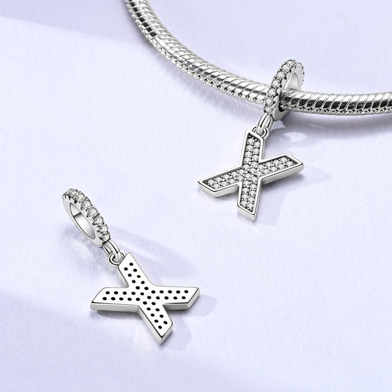 Copper Plated 26 Letters Alphabet Beads Pendant Fit Original Bangle Bracelets Charms Diy Jewelry Woman Gift