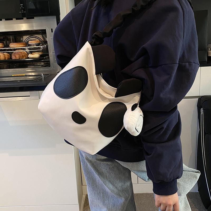 Panda Canvas Cute Single Shoulder Crossbody Bag Large Capacity Gift Backpack