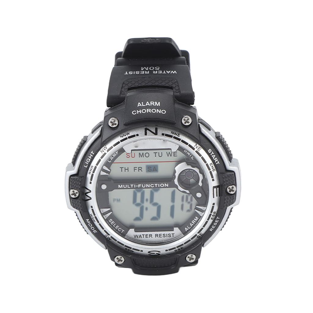 Multi Function Digital Watch 68mAh Luminous WR50M Waterproof Digital Sports Watch for Men Boys Silver