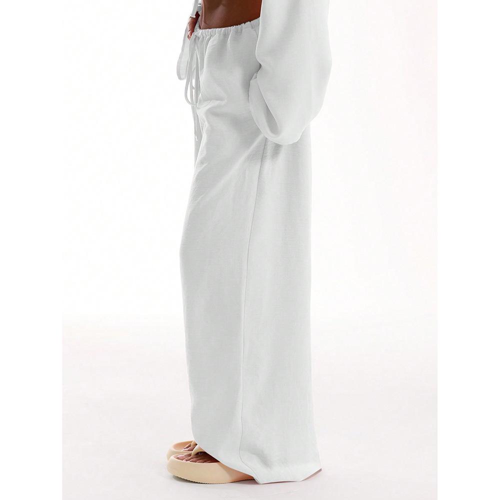 **2025 Summer Women's Solid Color Casual Loose Pants – European and American Style**