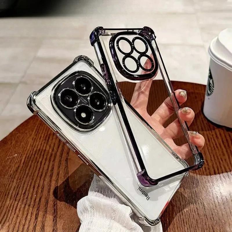 Clear Shockproof Plating Silicone Case For Xiaomi Redmi Note 14 Pro Plus Note 13Pro 4G 5G 14C Transparent Soft Back Cover Bumper