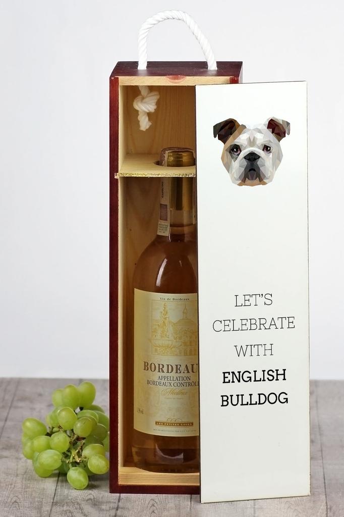Buldog Angielski, Bulldog - Geometryczne Pudełko Ze Zdjęciem I Napisem Na Wino Marki Art-Dog