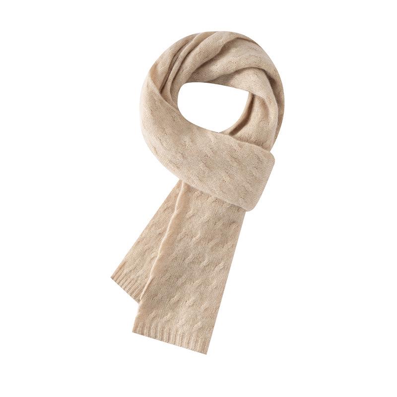Women's 100% Pure Cashmere Knitted Scarf - Warm & Versatile for Autumn/Winter
