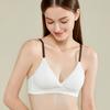 Underwear Women's Summer Thin Section Without Steel Ring French Triangle Cup Girl Cotton Bra Soft Support Gather Bra
