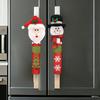 Christmas Refrigerator Pull Covers Soft Polyester 2 Piece Santa Set, Slide-On Fridge Pull Sleeves for Kitchen and Cabinet Accent
