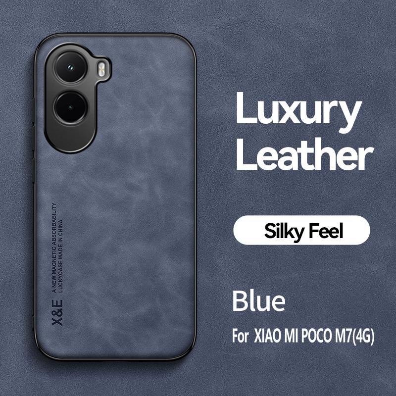 For Xiaomi POCO M7 4G Leather Case Sheepskin Texture Back Cover Shockproof Phone Case for Xiaomi Poco m7 4g Back Cover Fundas Xiaomi Poco M7 4G