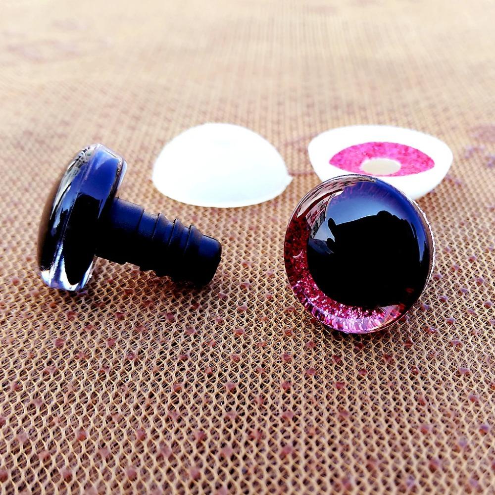 20 buc Ochi de siguranță din plastic transparent cu sclipici 3D pentru jucării croșetate, artizanat, fabricarea păpușilor, animal, siguri pentru bebeluși, ochi 10/12/14/16/18/20/25/30/35mm