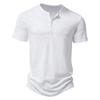 2025 Summer Men Short Sleeve T Shirt Men Fashion Henley Collar White Tshirt Mens Casual Slim Tops Tees Solid Color T-Shirt Man