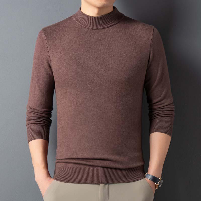 Herren Schlank geschnittener Strickpullover mit halbem Stehkragen für Herbst und Winter