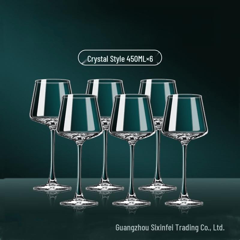 MDNG Luxury Gold Crystal Red Wine Goblets, Set of 6