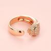 Rose Gold Plated Purple Fashion Full Leopard Head Ring Men'S And Women'S High-End Open Ring