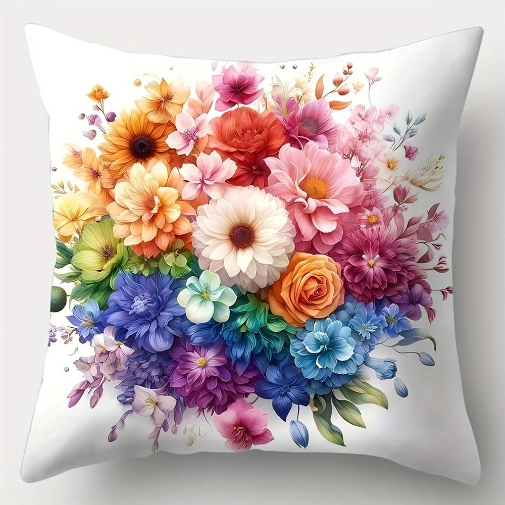 Bunter floraler KissenbezugSchlafzimmer Sofa Dekorative Kissenhülle Mit Reißverschluss Weicher Kissenbezug