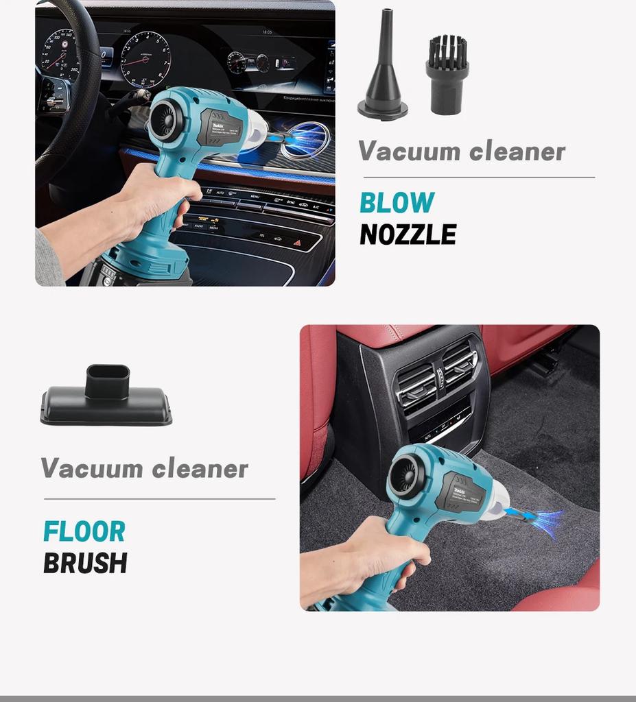 With 7 Nozzeles for 18V 20V Battery Strong Suction Mini Electric Vacuum Cleaner Wireless Handheld Home Cleaner Blower