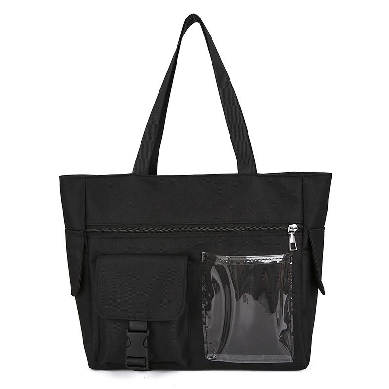 

Summer new women s class bag multi-pocket long large-capacity women s bag Japanese and Korean handbag transparent bag чёрный