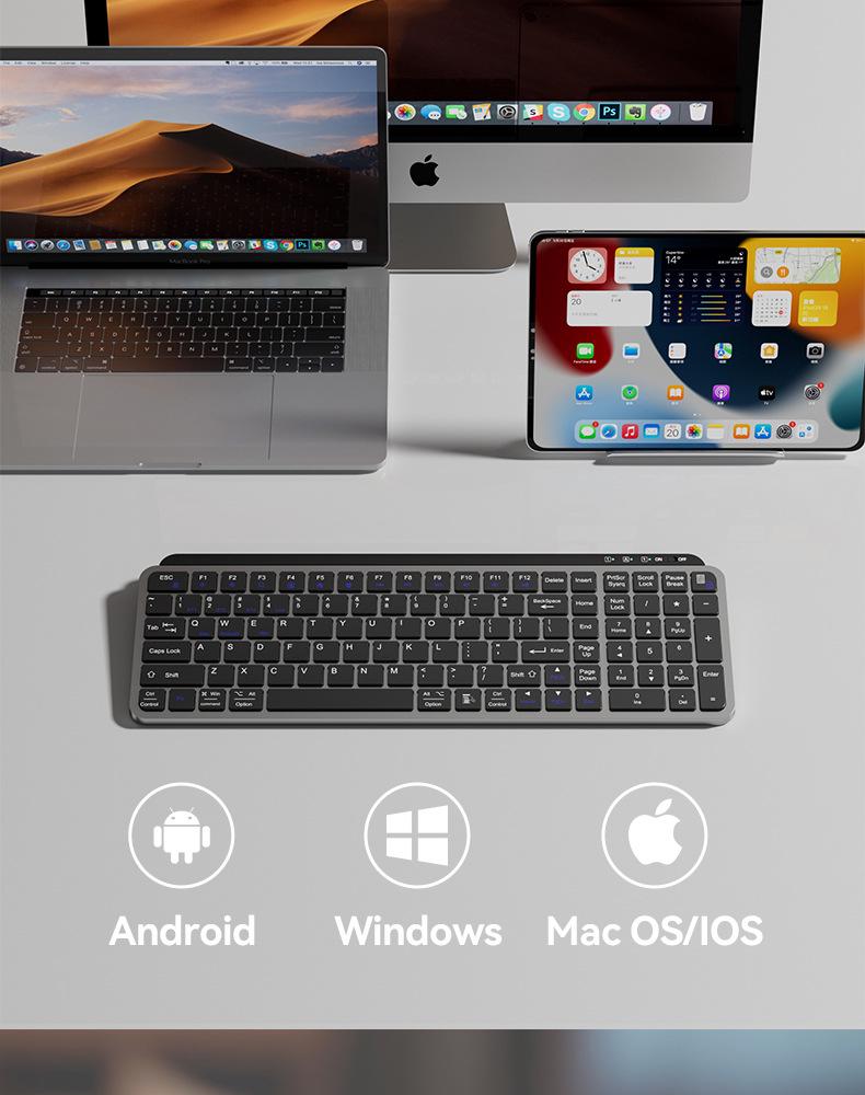 Thin Dual-Mode Wireless Bluetooth Keyboard & Mouse Set for MacBook, Laptop, Phone, iMac