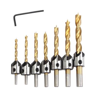 Para Brocas para Madera 7 Piezas Recubiertas de Titanio Resistente al Óxido Broca para Carpintería Adecuada para Taladrado de Madera Taladro Dirigible