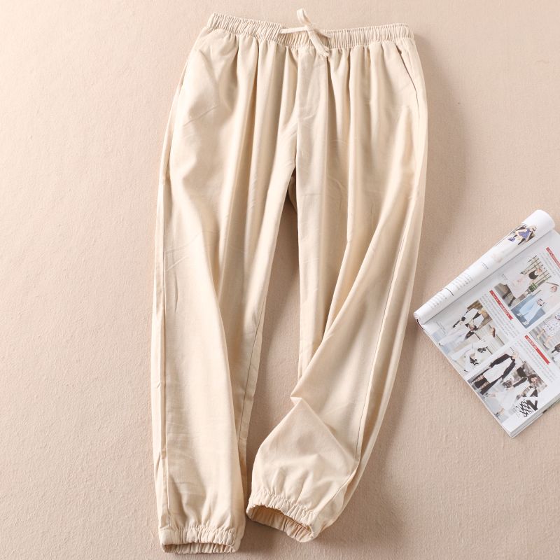 

Artsy D492 Spring and Summer New Loose Thin Casual Pants Beige 3XL