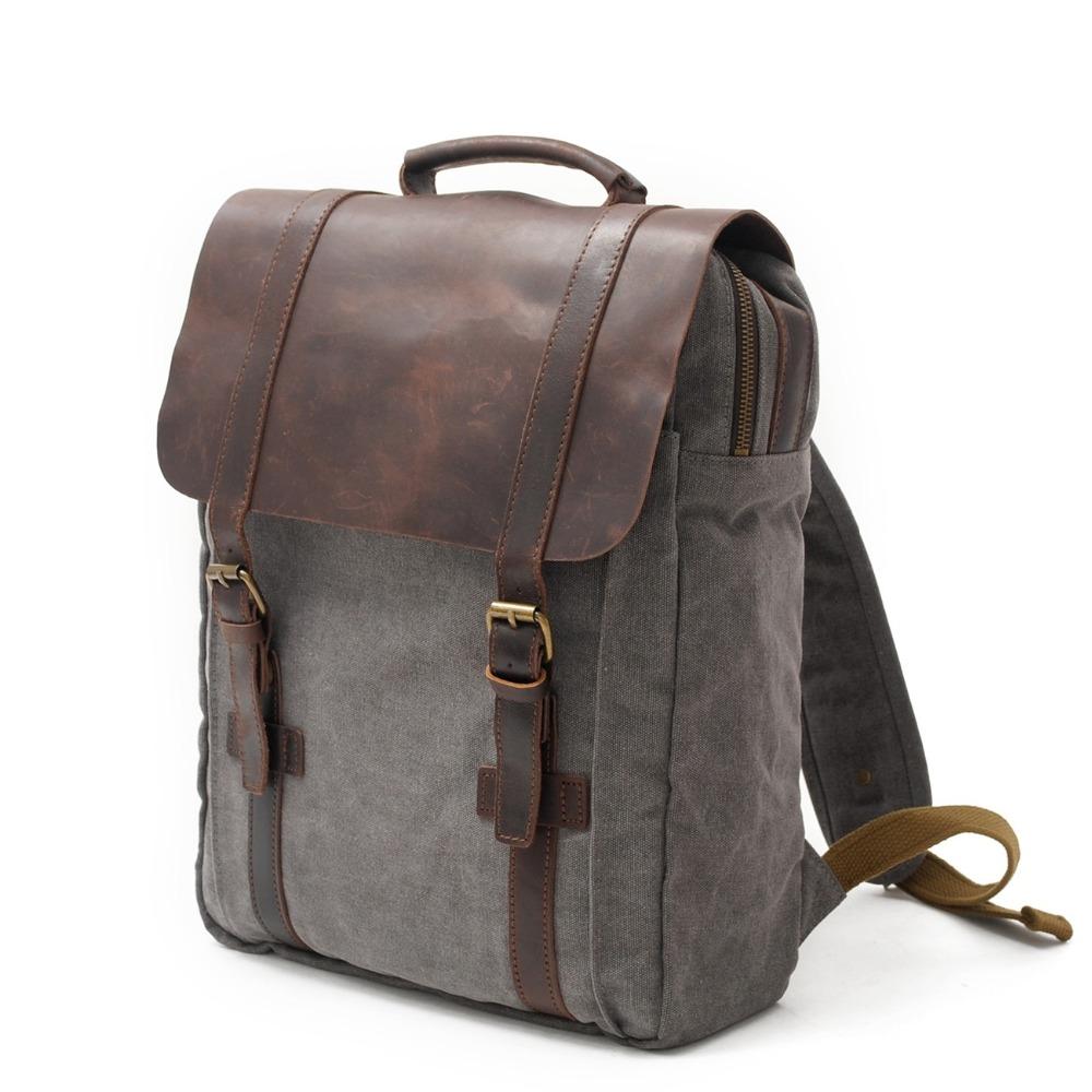 Men Canvas Vintage Backpack for School Bag Leather Backpack Women Rucksack Male Knapsack Bagpack Mochilas Feminina