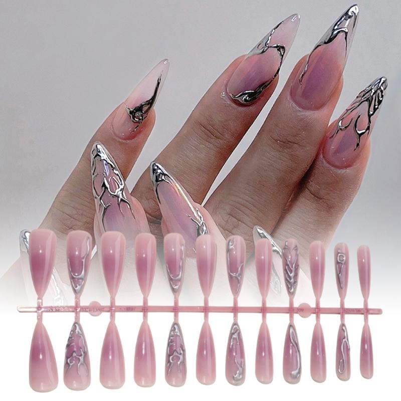 Realistische 3D-Künstliche Nägel Stilettos Form Einfache Anwendung ABS Gefertigte Falsche Nägel Für Frauen Modeveranstaltung Tägliches Tragen