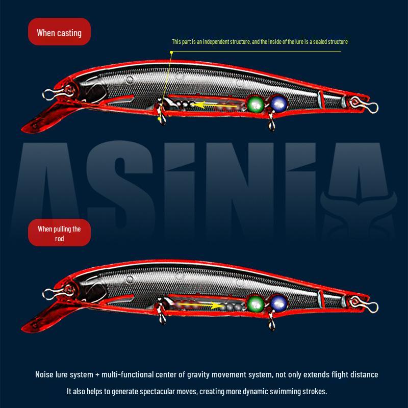 Green Ball 111mm, 15g Long-Cast Sinking Minnow: Rattling Hard Bait for Bass, Pike, Perch - Free Shipping