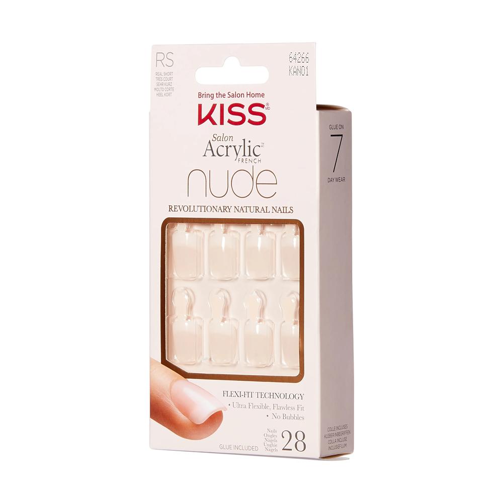 Naturalne sztuczne paznokcie manicure + klej Nude Nails KAN01 Kiss 28 szt