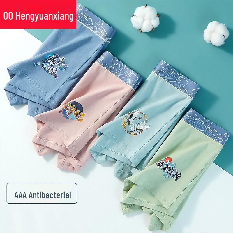Hengyuanxiang Men's Plus Size Pure Cotton Antibacterial Boxer Briefs