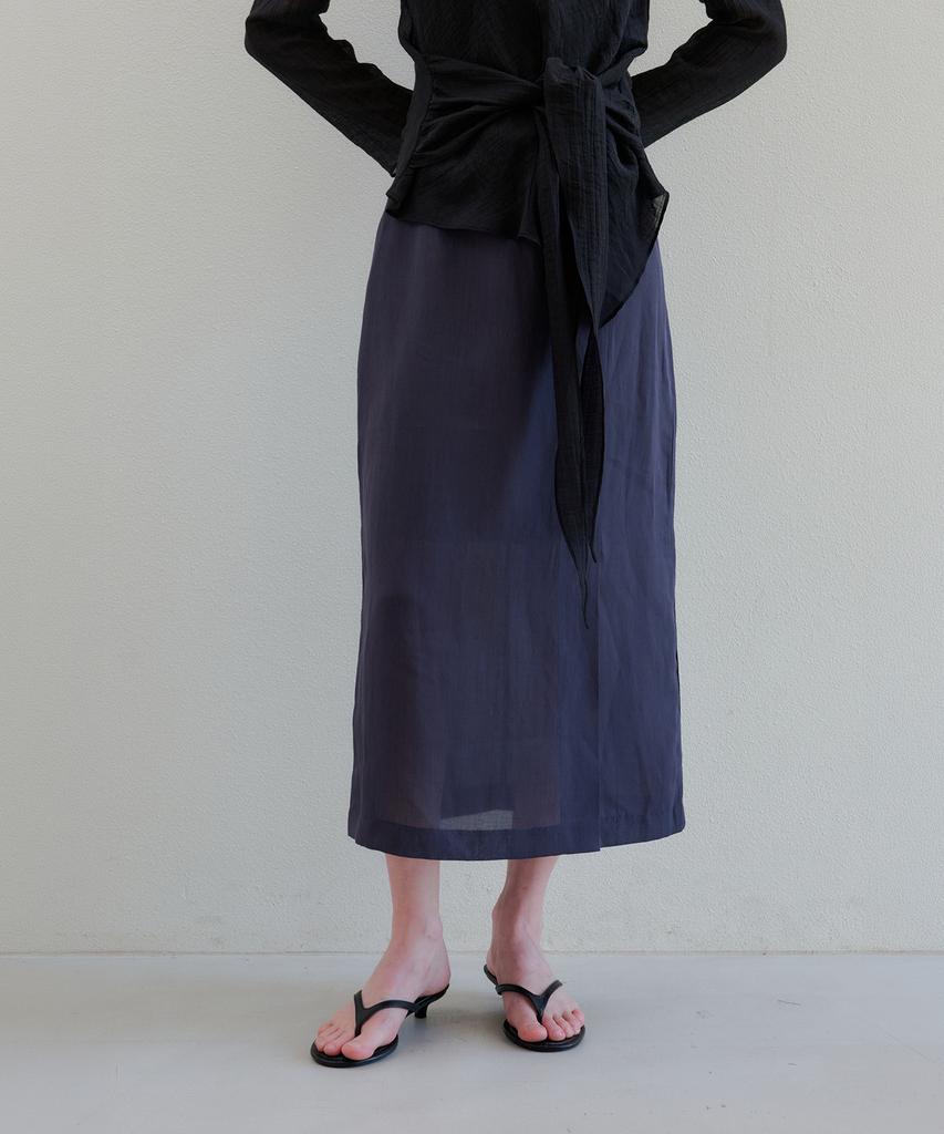 The Ello Linen Blend String Skirt (Charcoal)