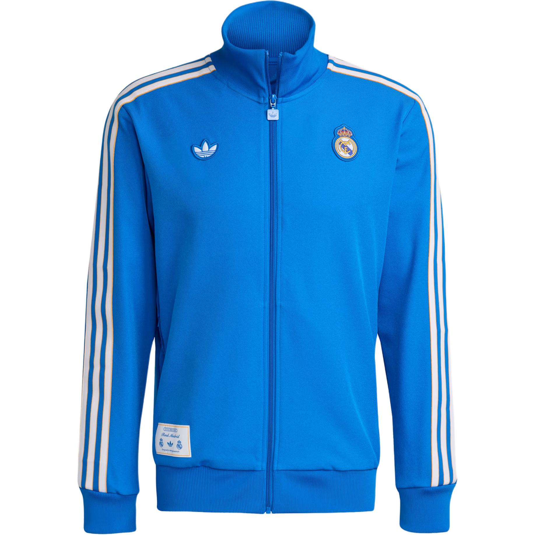 Adidas Real Madrid Icon Full Zip Track Top Embroidered Logo Regular Fit Casual Jacket Men Bluebird White JN3058 XL