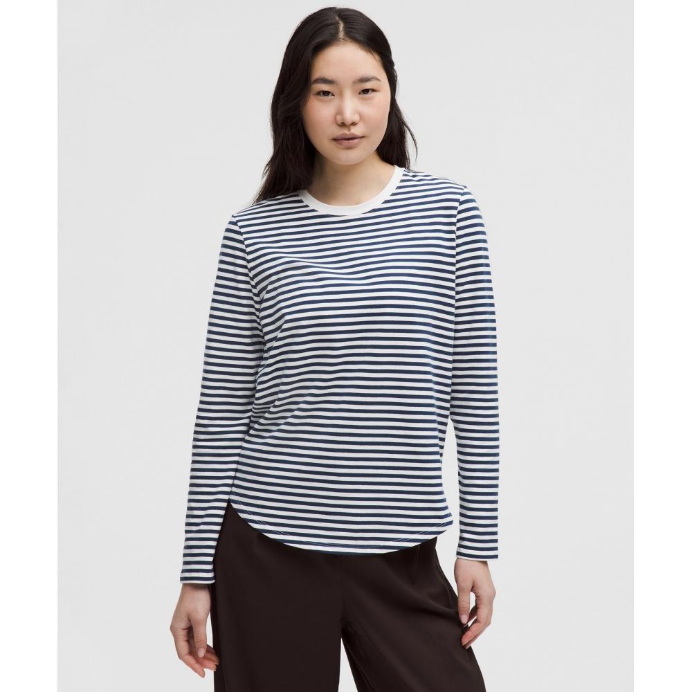 

Lululemon Love Long Sleeve Shirt Narrow Bold Stripe Club Blue White 8