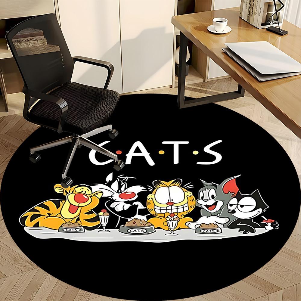 1pc Cartoon Cats Friends Office Round Area Rug, Under Office Chairs Bedroom Living Room Home Decor A1022254