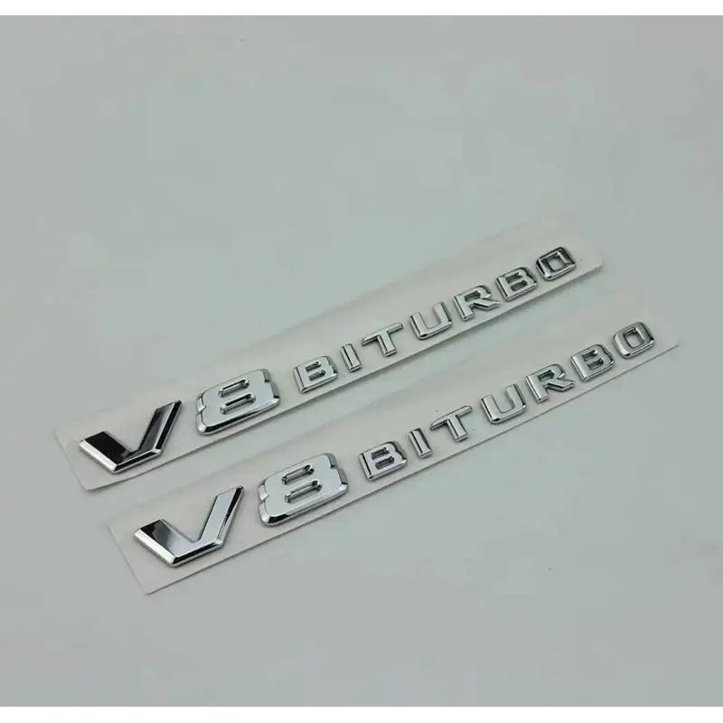 3D ABS V8 BITURBO Logo Letters Car Fender Side Emblem For Mercedes-Benz C63 W205 W204 E63 W213 W212 S63 W223 W222 Accessories VS3