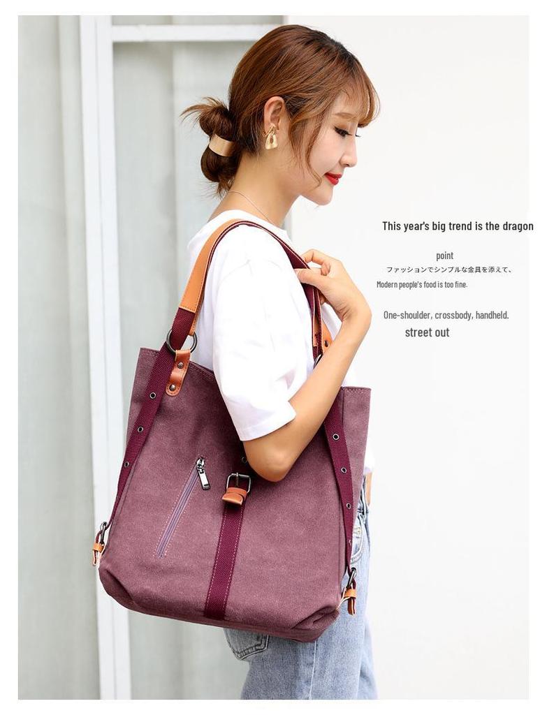 Versatile Canvas Women's Bag: Casual Shoulder, Backpack, Bucket, and Crossbody Styles.
