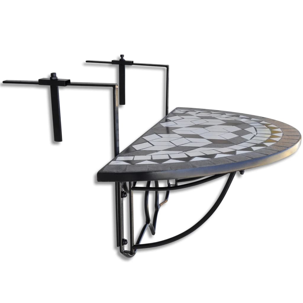 Balcony Hanging Table Mosaic Black and White