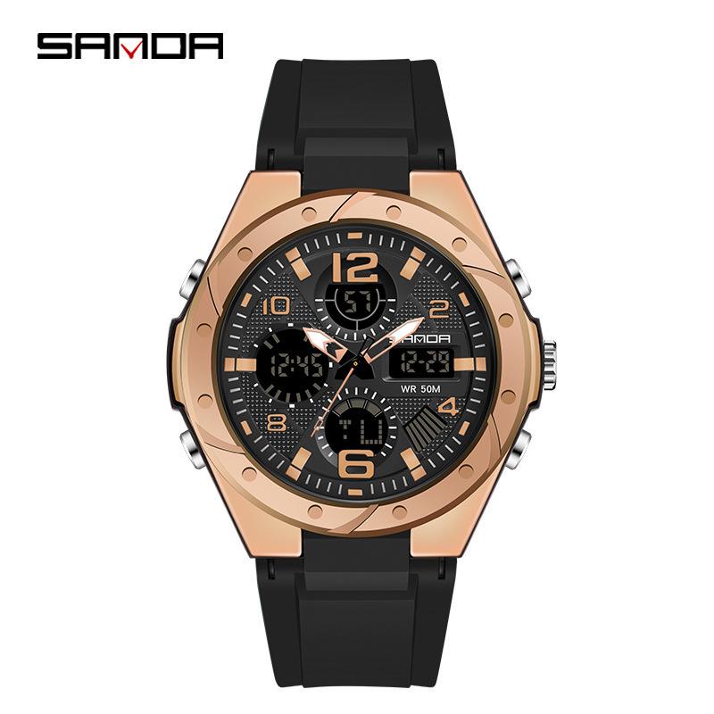 Sanda Watch New Lighting Male School Fashion Trend Digital Electronic Watch Multifunctional Waterproof And Shockproof Men'S Watch