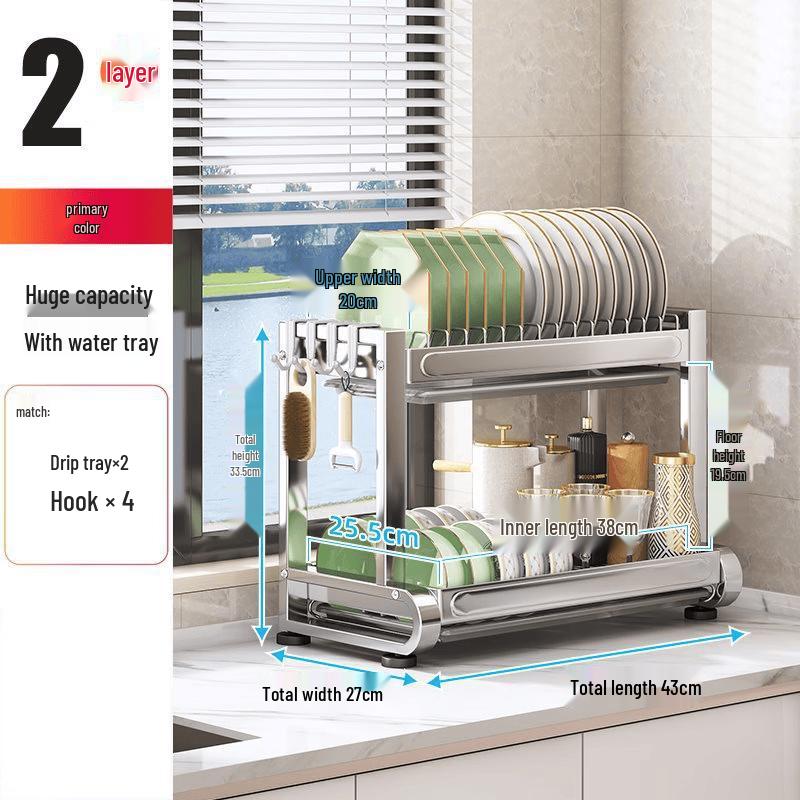 Multi-functional Stainless Steel Countertop Dish Rack