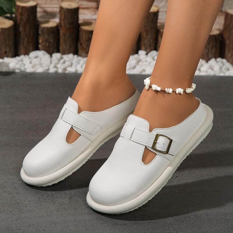 Fashion 2024 Hot Sale Shoes Female Buckle Women's Slippers Spring Autumn Closed Toe Solid Solft Sole Casual Comfortable Flat Slippers