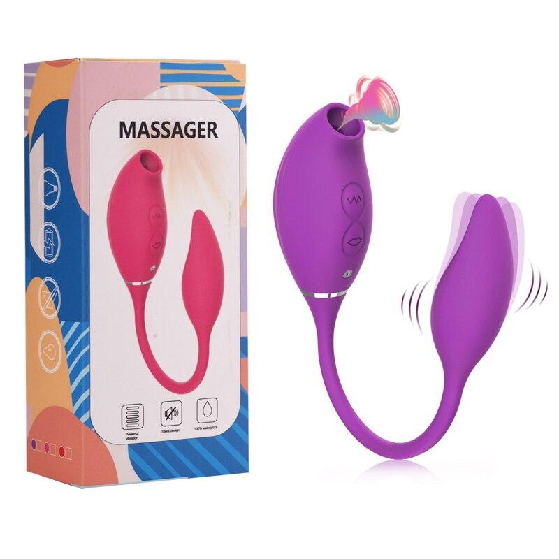 2 In 1 Vibrating Egg with Clitoris Sucking Vibrator G-Spot Clitoris Stimulator Nipples Clit Sucker Lady Sex Toys for Womans