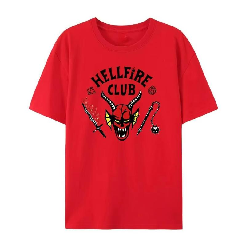 Hot Selling Fashion New Men's Printed Hellfire Pattern Wild Devil Style Sports Casual Men's and Women's T-shirt Large Size