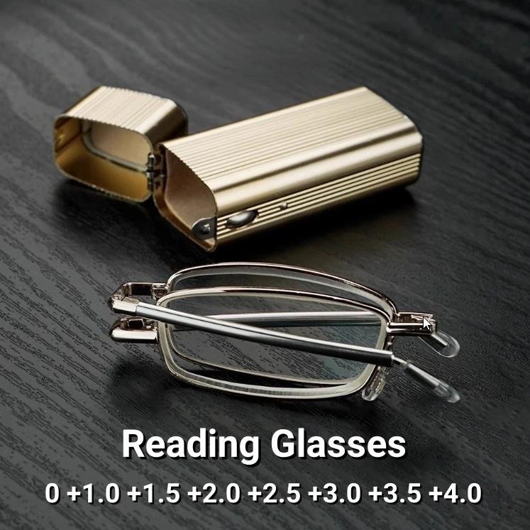 Luxury Mini Folding Portable Reading Glasses Ultra Light Hd Eyeglasses For Elderly Anti Blue Light Presbyopia Glasses