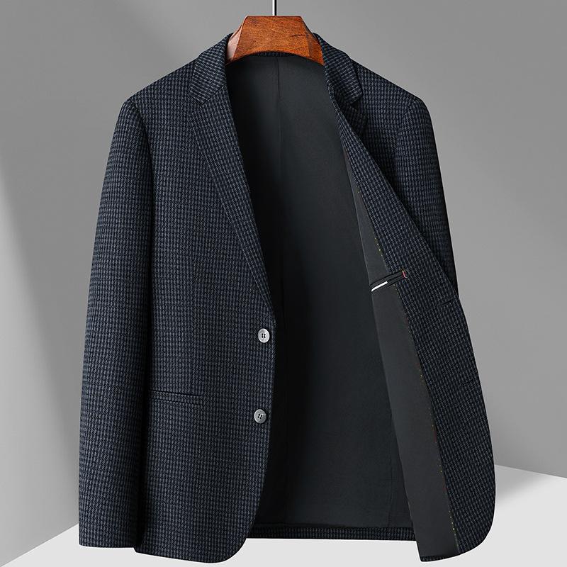 Spring and Autumn Light Luxury Business Single West Middle-aged and Young People Solid Color Thousand Birds Grid Trend Suit Jacket