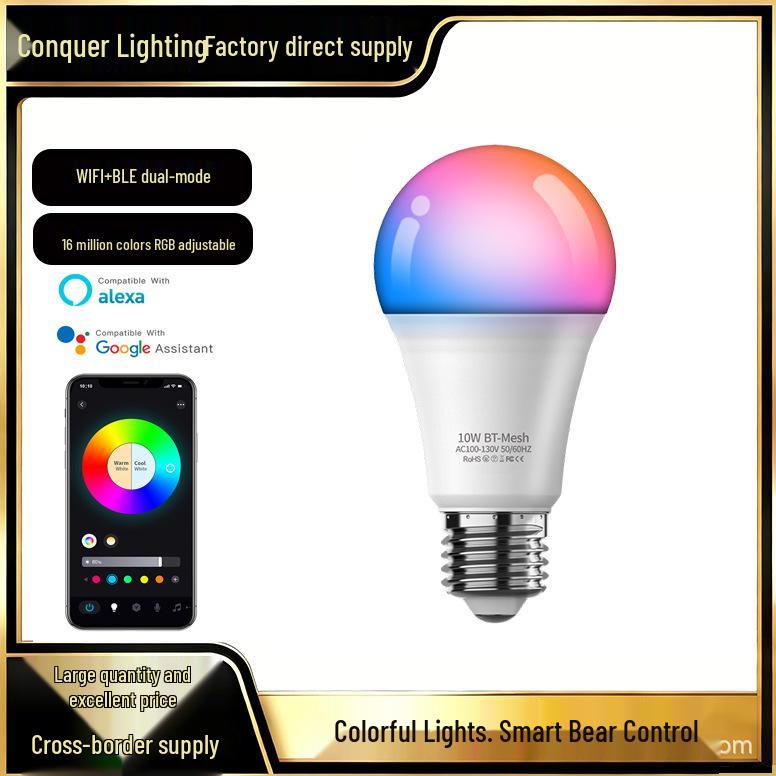 Smart LED Bulb E27/B22, WiFi & Bluetooth, RGB, Dimmable, Adjustable Color Temperature Atmosphere Light