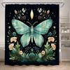 Rustic Floral Moth Shower Curtains Vintage Boho Art Dragonfly Flowers Green Plants Bathroom Curtain Polyester Fabric Home Decor