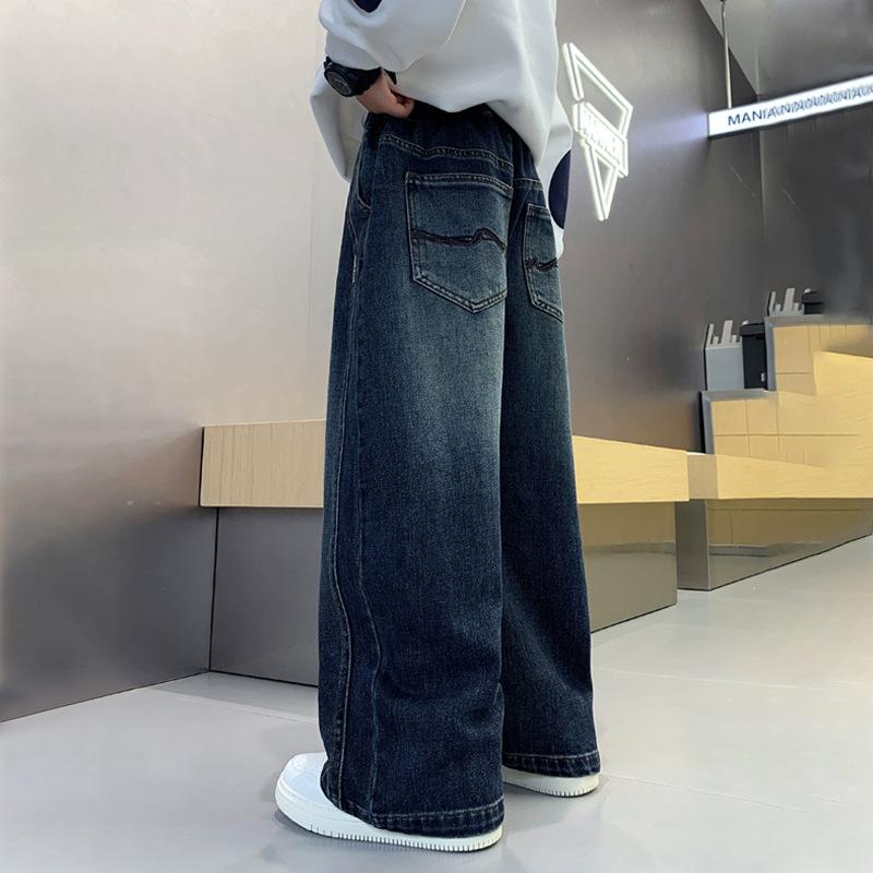 Chłopięce Jeansy Proste - Styl Koreański, Luźne Codzienne Spodnie Wiosenne (2026)