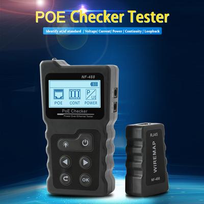 Tester di Cavi di Rete LCD Multifunzionale Checker PoE Tester di Tensione e Corrente PoE in Linea con