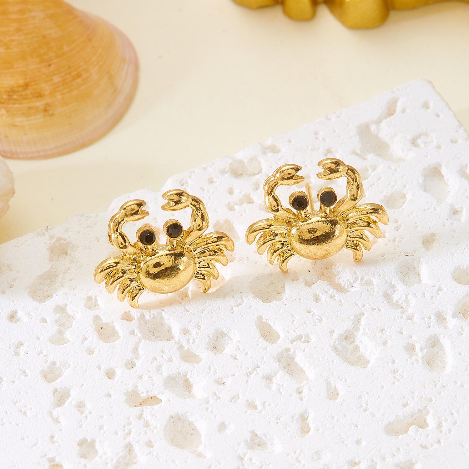 Enamel Diamond-Encrusted Seahorse Turtle Fish Pendant Earrings Bohemian Beach Vacation Style Fashion Jewelry Daily Accessory