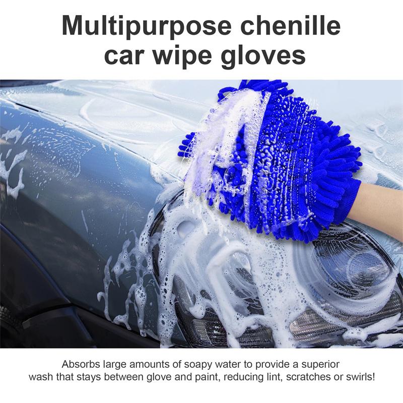 Car Wash Gloves Chenille Glove Plush Rags Thickened Double-sided Car Supplies Cleaning Tools Auto Acessories Car Detailing